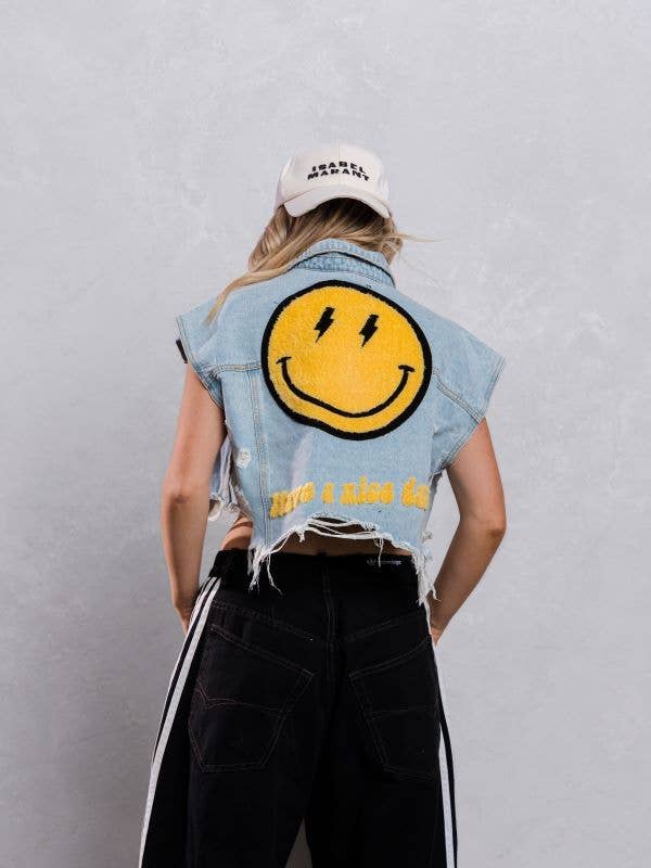 Have A Nice Day Denim Vest