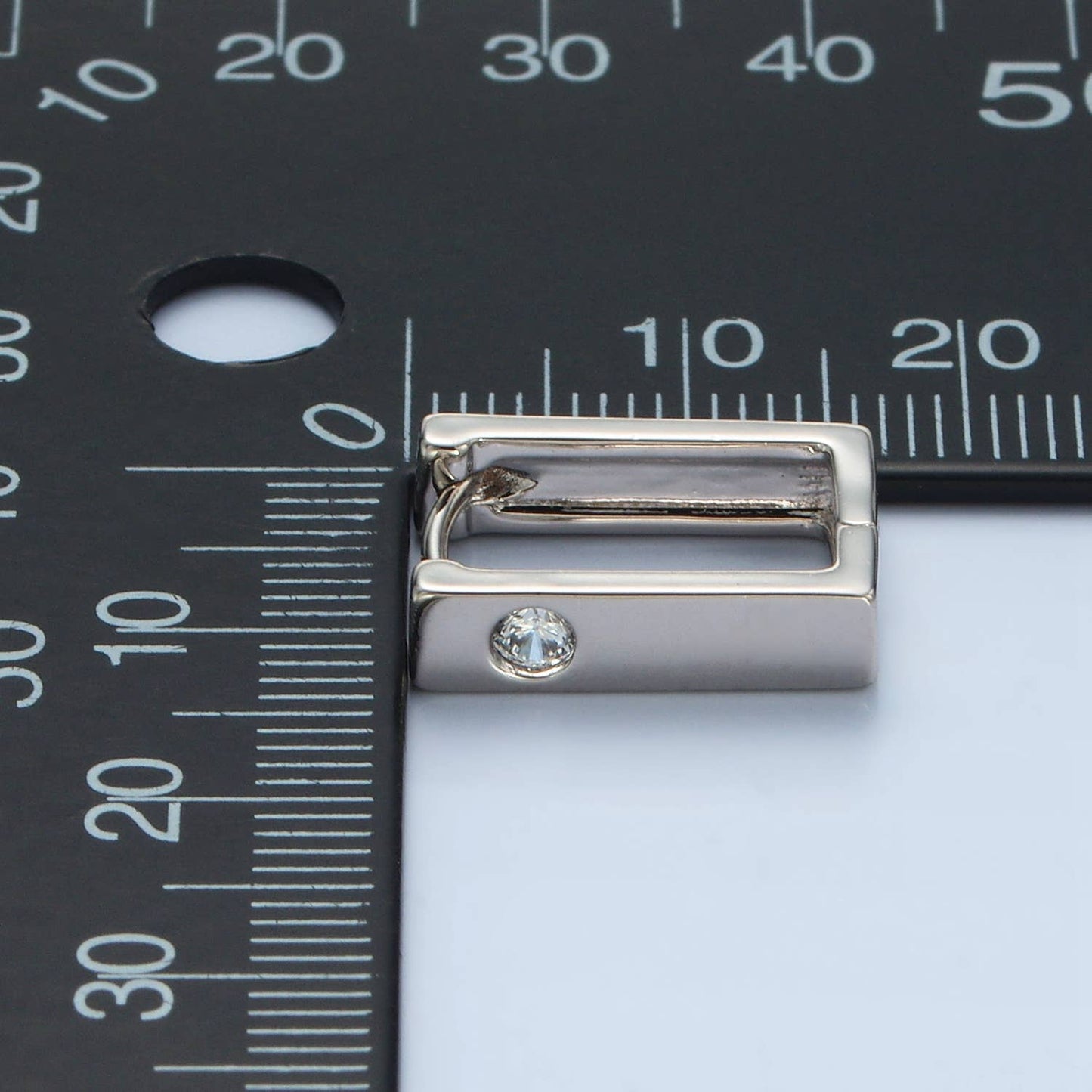 Silver Squared Huggies | White Gold Filled