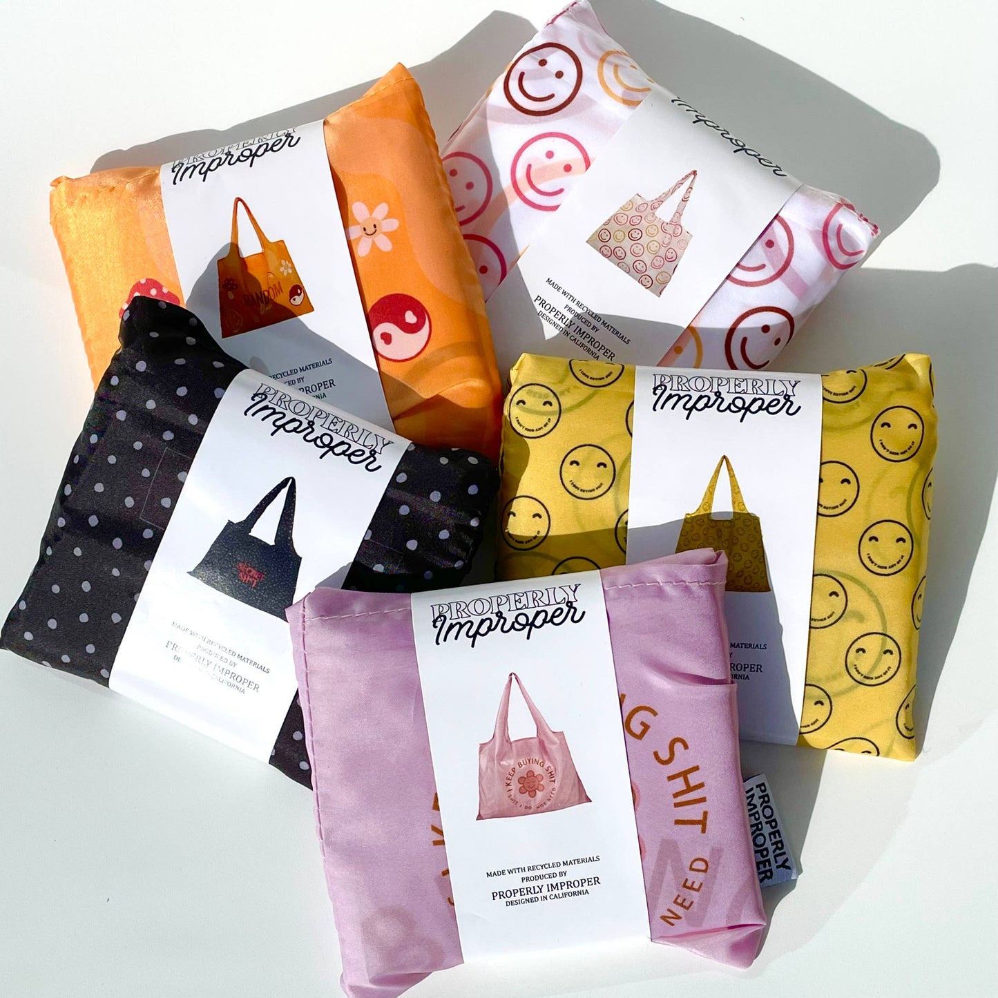 Smiley Reusable Nylon Tote Bag