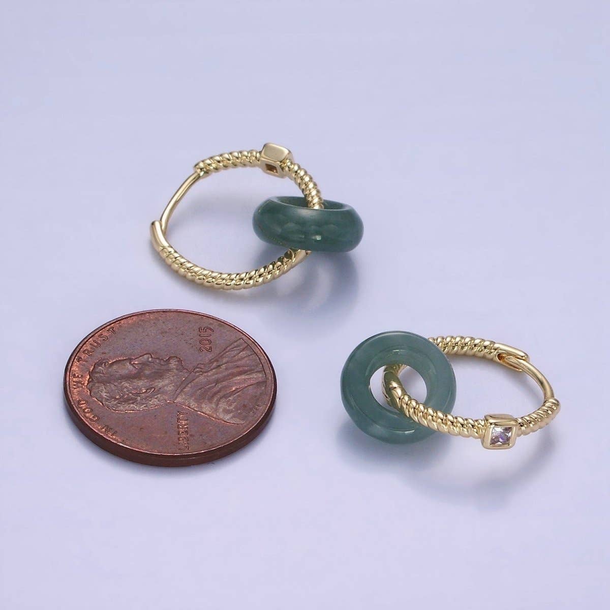 Jade Drop Hoops | 14K Gold Filled
