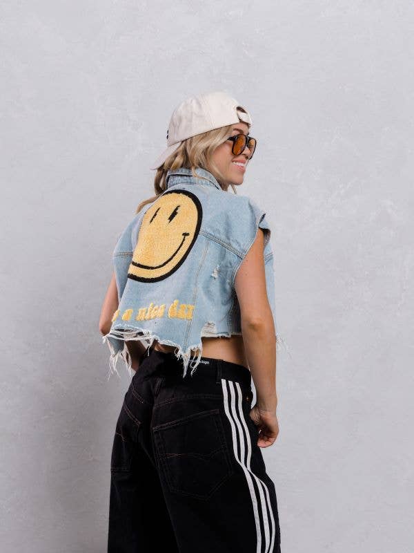 Have A Nice Day Denim Vest