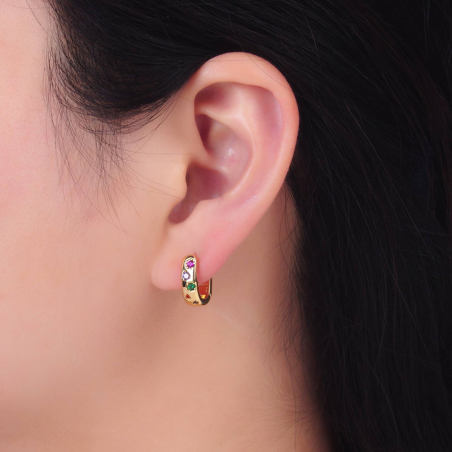 Crown Jewel Huggies | 14K Gold Filled