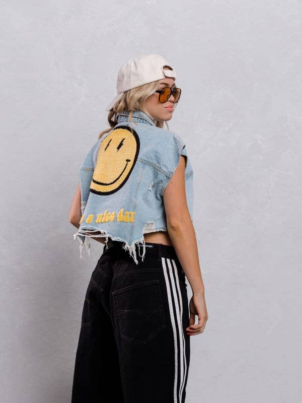 Have A Nice Day Denim Vest