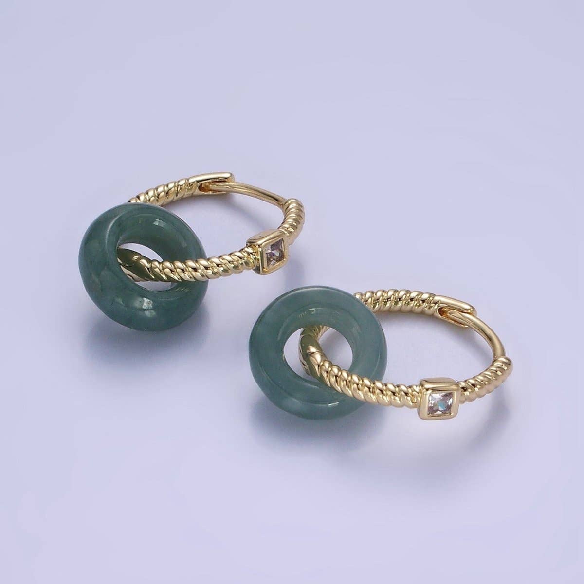 Jade Drop Hoops | 14K Gold Filled