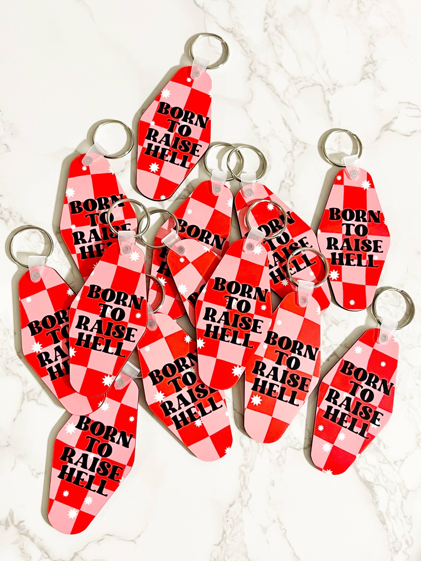 Born To Raise Hell Design Motel Style Keychain