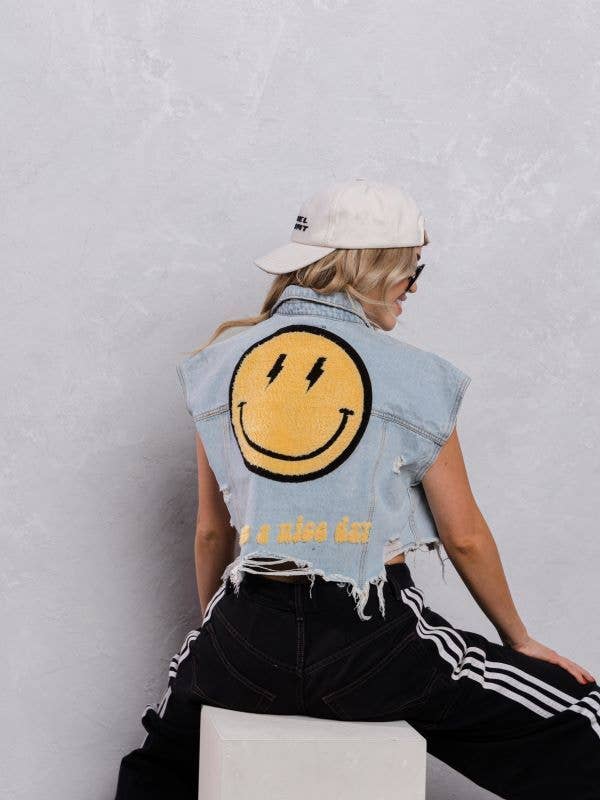 Have A Nice Day Denim Vest