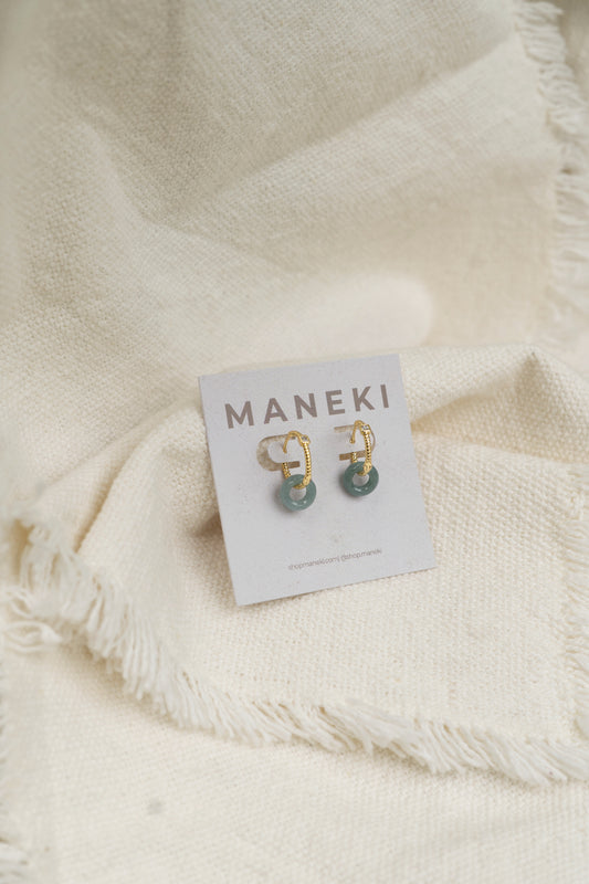 Jade Drop Hoops | 14K Gold Filled