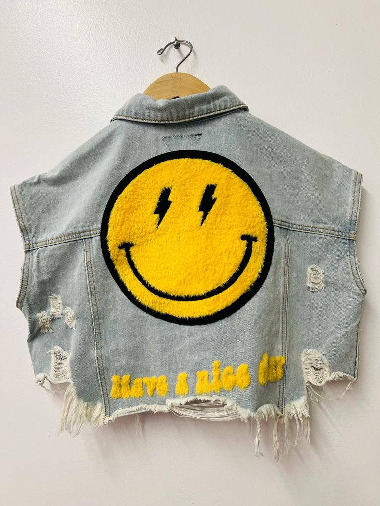 Have A Nice Day Denim Vest
