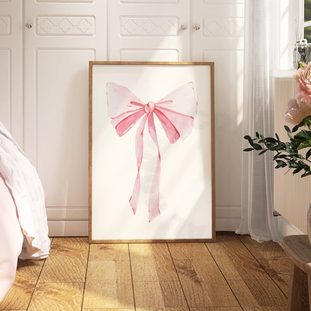 Vintage Pink Hair Bow Print