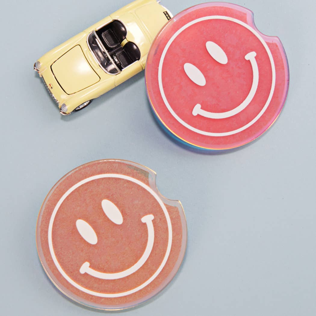 Resin Happy Face Car Coaster Set