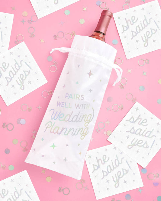 Just Engaged Satin Wine Bag