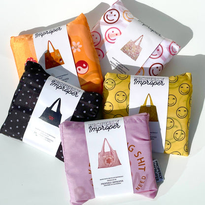 Smiley Reusable Nylon Tote Bag