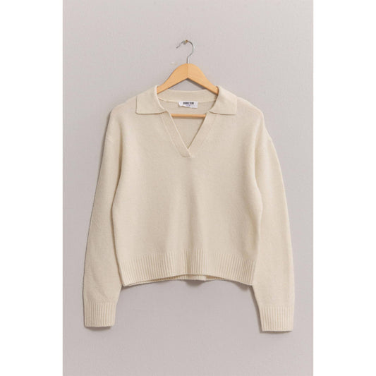 Cozy Girl Collared Sweater | Cream