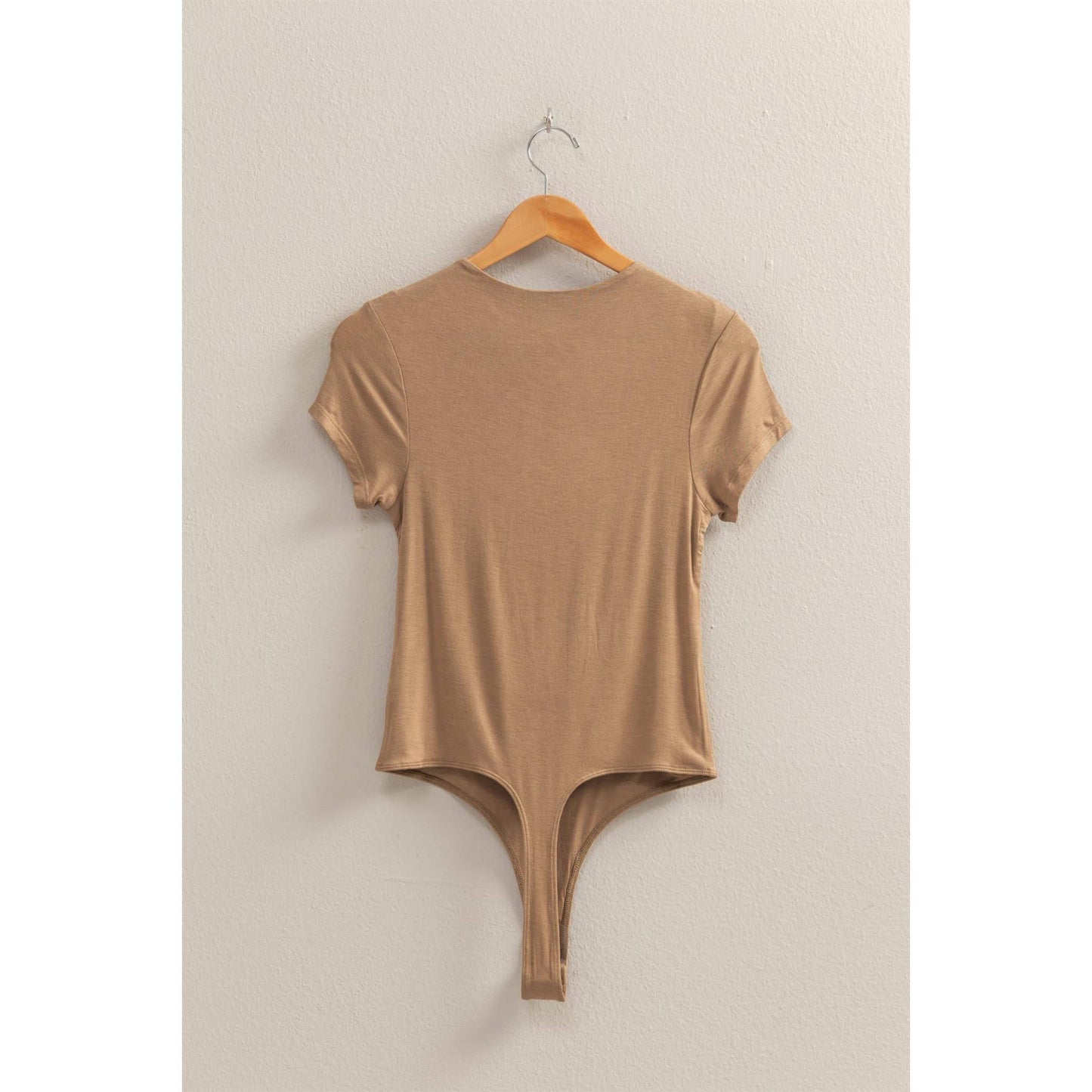 Double Layered Cap Sleeve Bodysuit | Mocha Brown