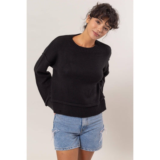 Take It Easy Oversized Long Sleeve Sweater | Black