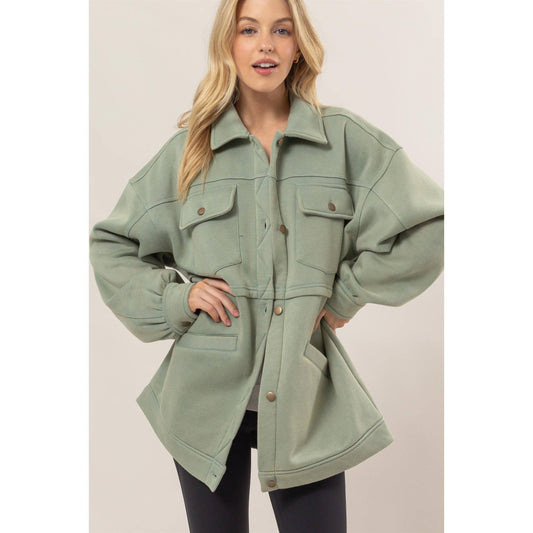 Sage It Away Washed Fleece French Terry Jacket