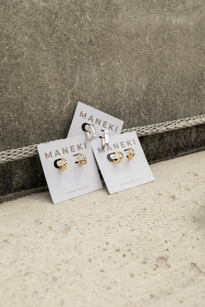 Silver Squared Huggies | White Gold Filled