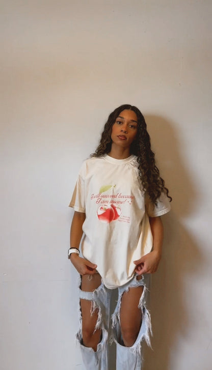 I will succeed because I am insane cherry Vintage Tee (plus size friendly)