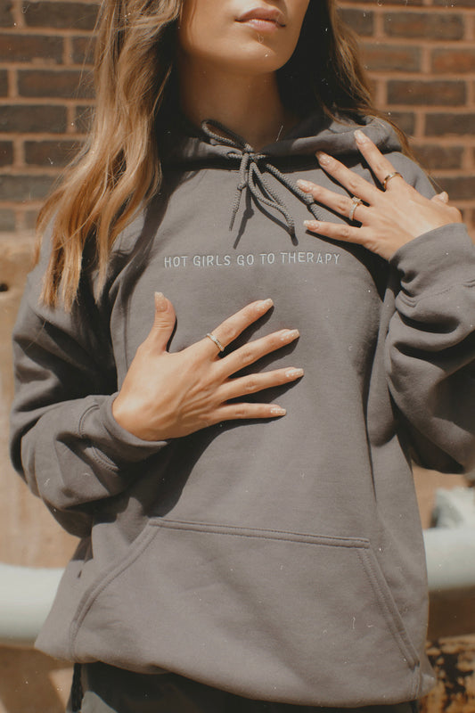 Hot Girls Go To Therapy Embroidered Hoodie