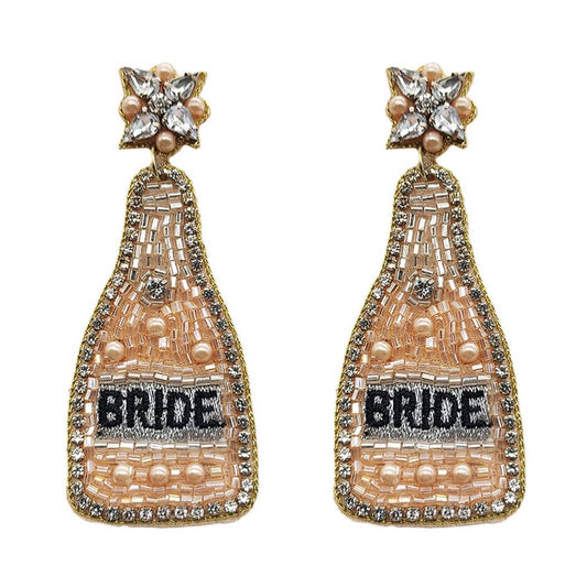 Beaded Bride Champagne Earrings