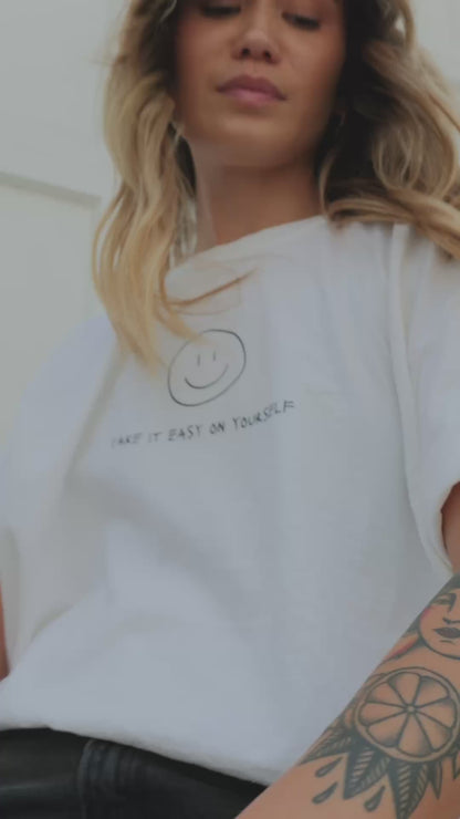 Take It Easy Graphic Tee: Mental Health Shirt (Plus Size Friendly)