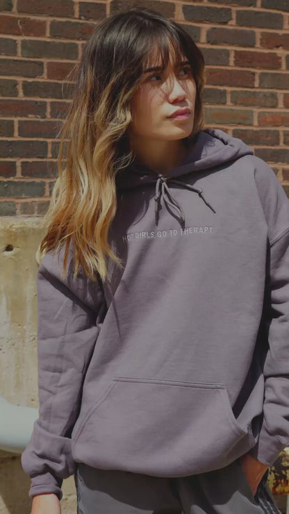 Hot Girls Go To Therapy Embroidered Hoodie Slow Down Sweatshirt (plus size friendly)
