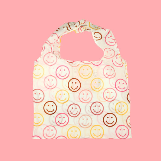 Smiley Reusable Nylon Tote Bag